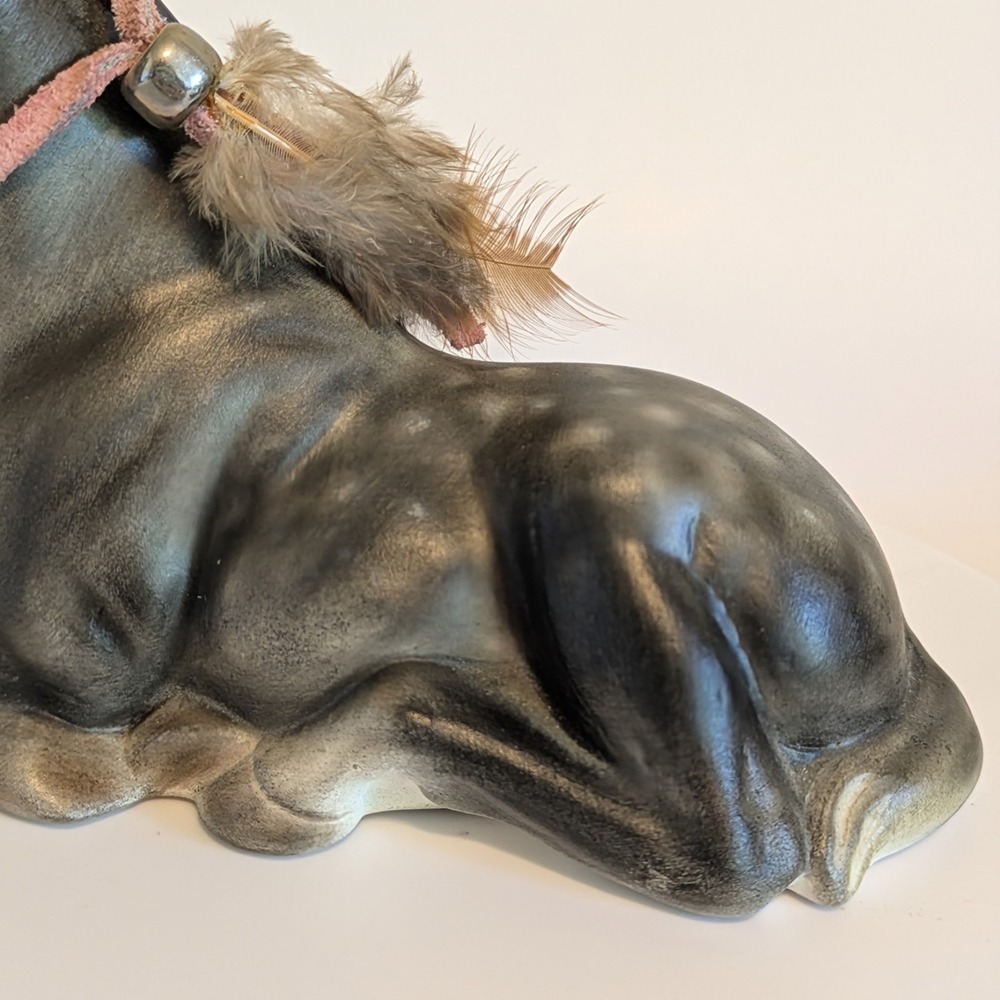 Ceramic Laying Down Horse Foal Dapple Gray 3.5" - Picture 7 of 8